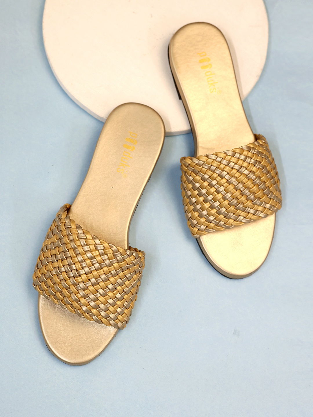 

Paaduks Women Open Toe Comfort Cushioned Flats, Gold