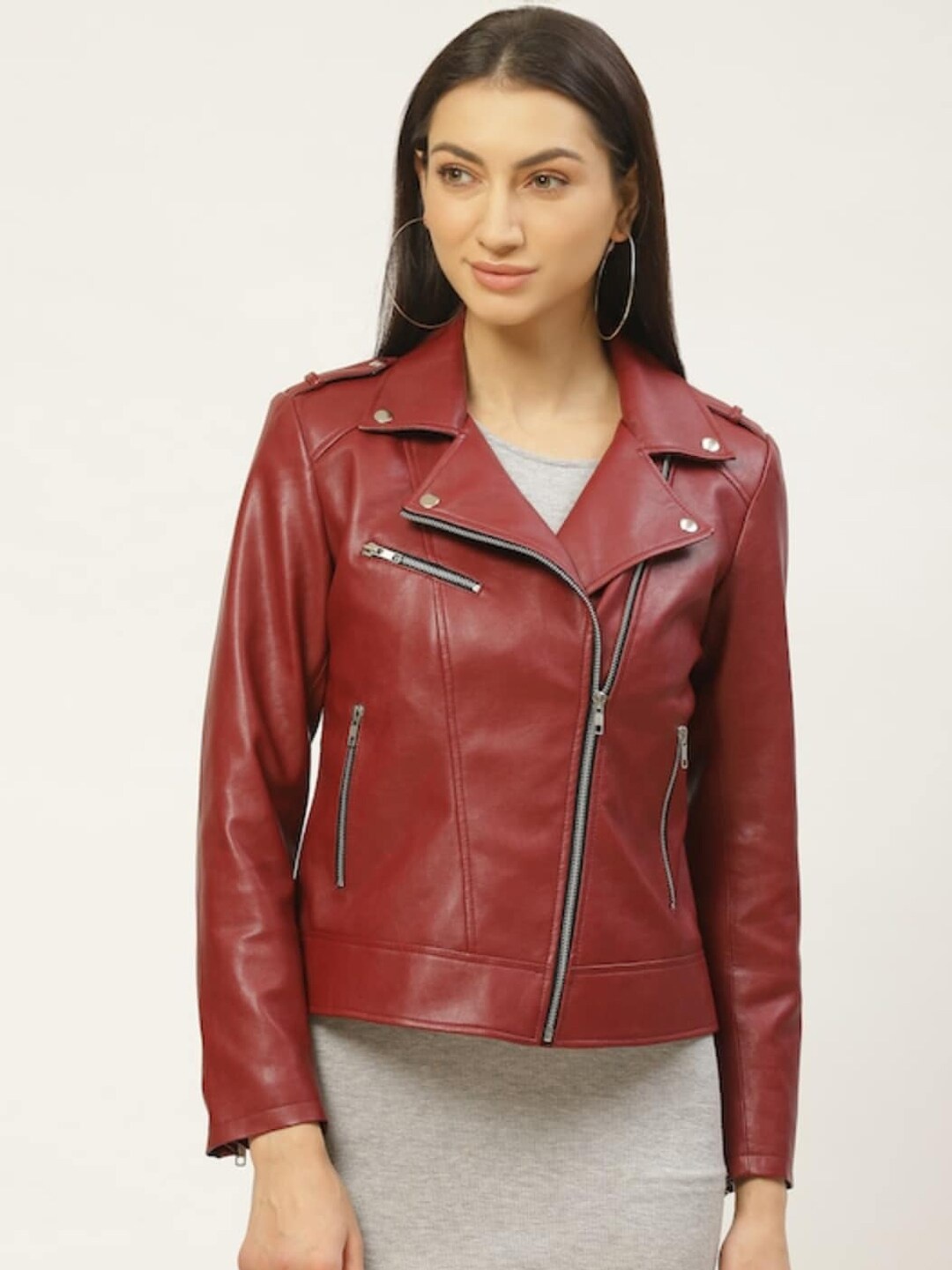 

Leather Retail Women Outdoor Biker Jacket, Red