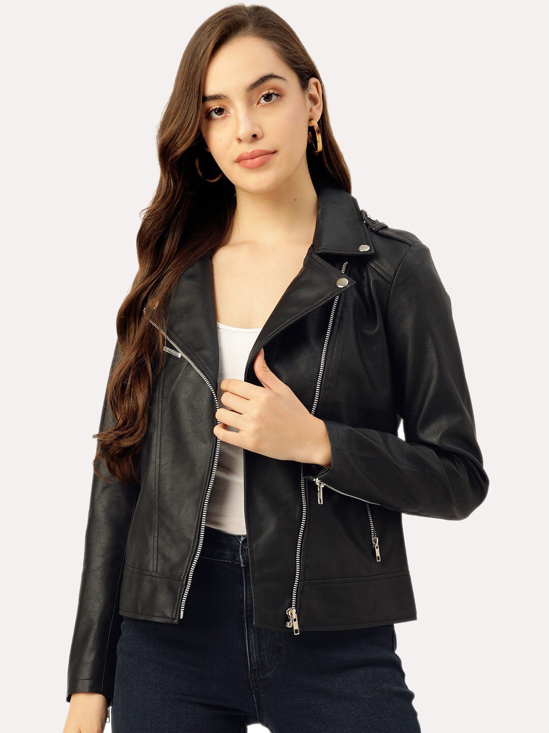 

Leather Retail Women Black Floral Outdoor Biker Jacket