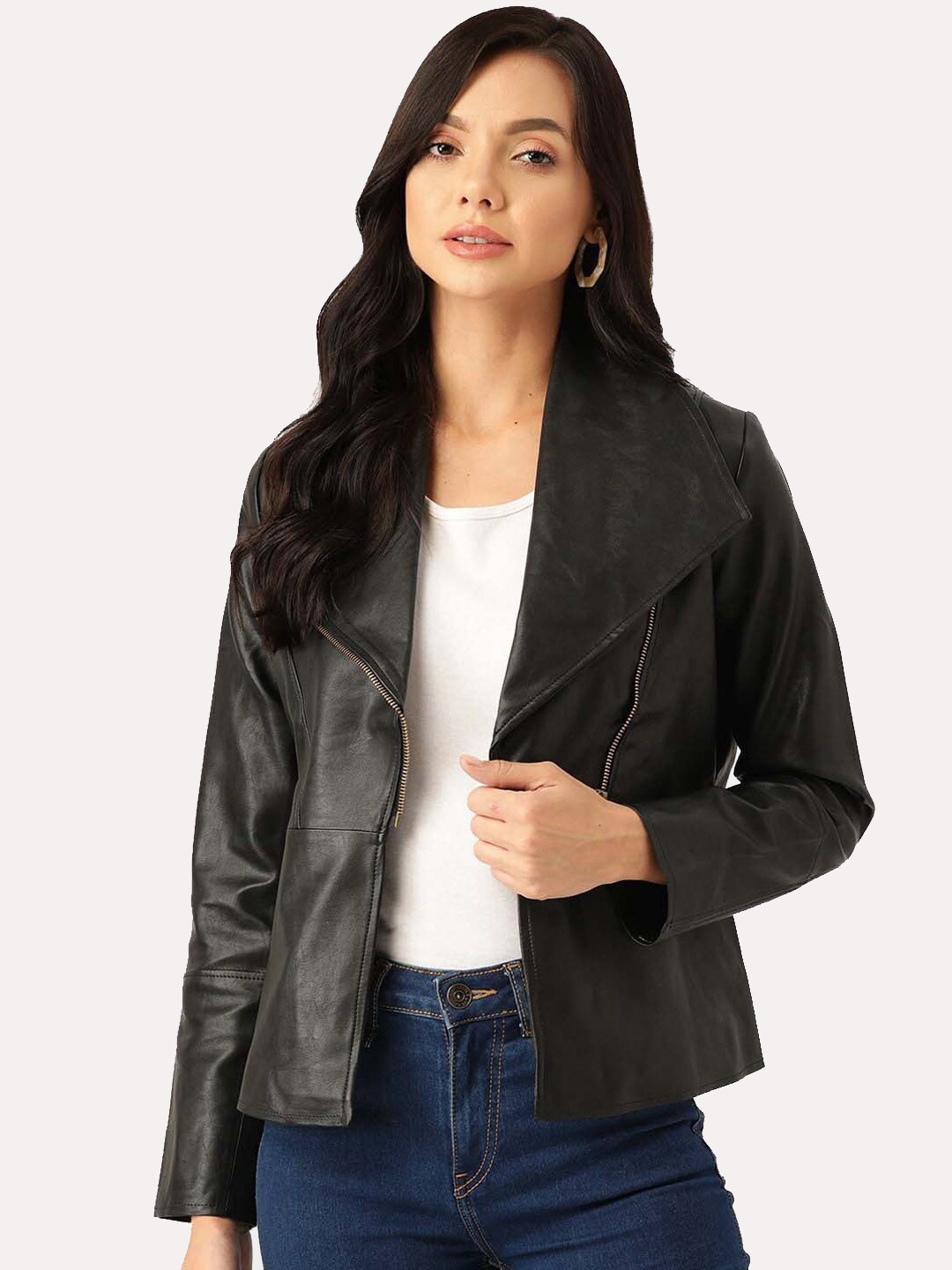 

Leather Retail Women Outdoor Biker Jacket, Black