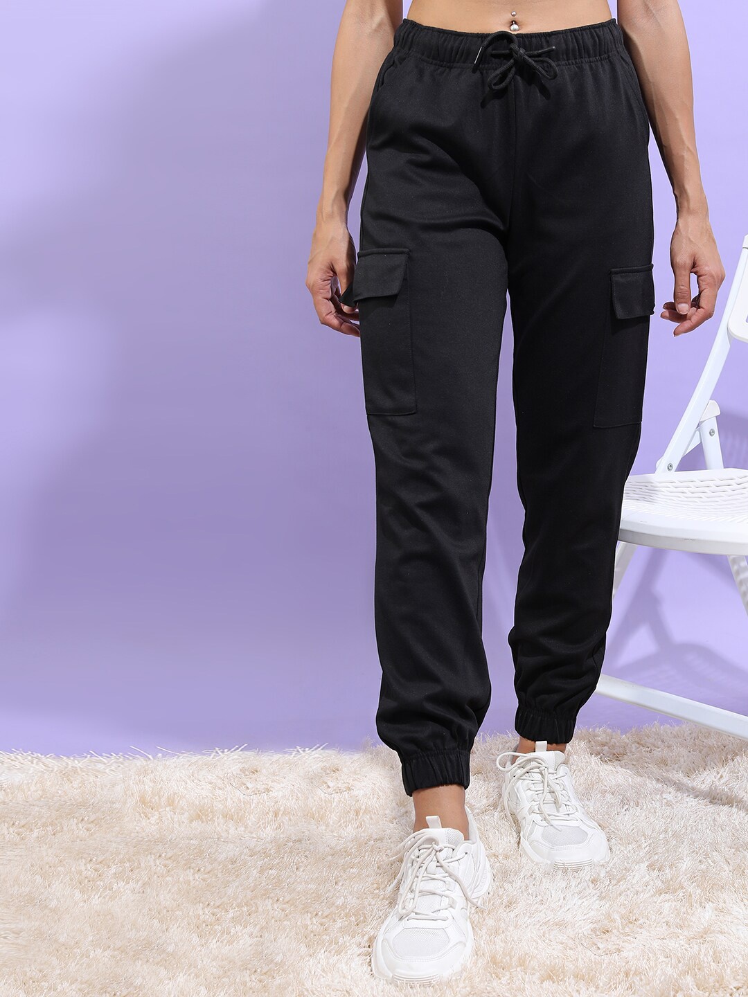 

Tokyo Talkies Women Slim Fit Joggers Trousers, Black