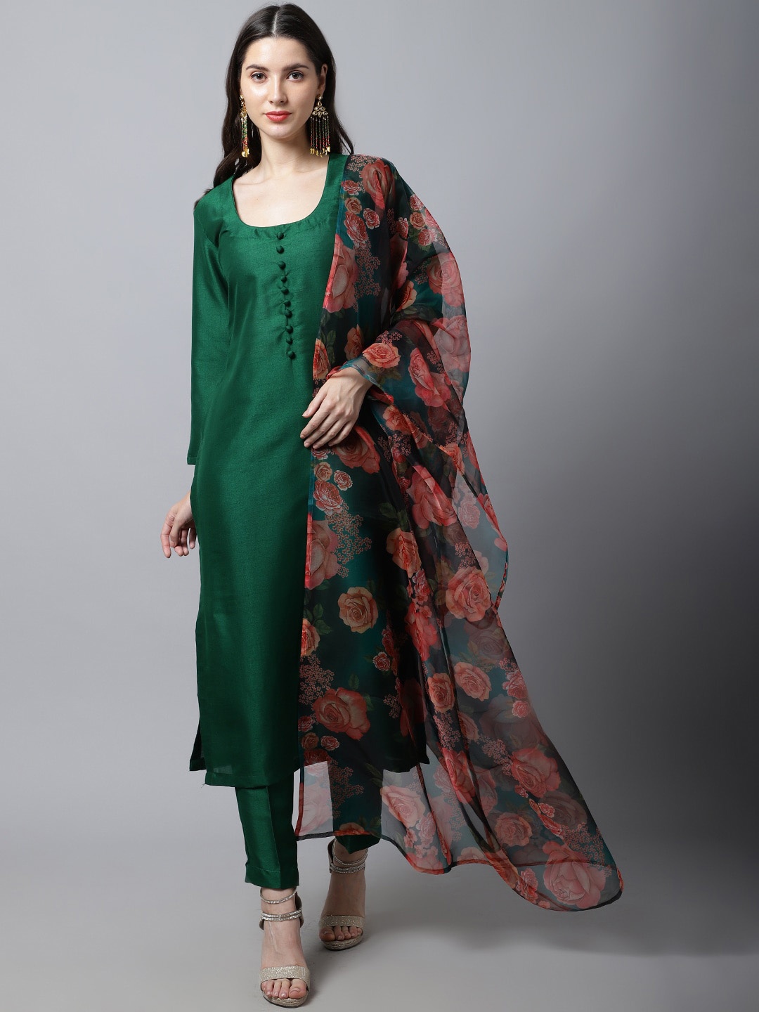 

anokherang Women Green Kurta with Trouser & Dupatta