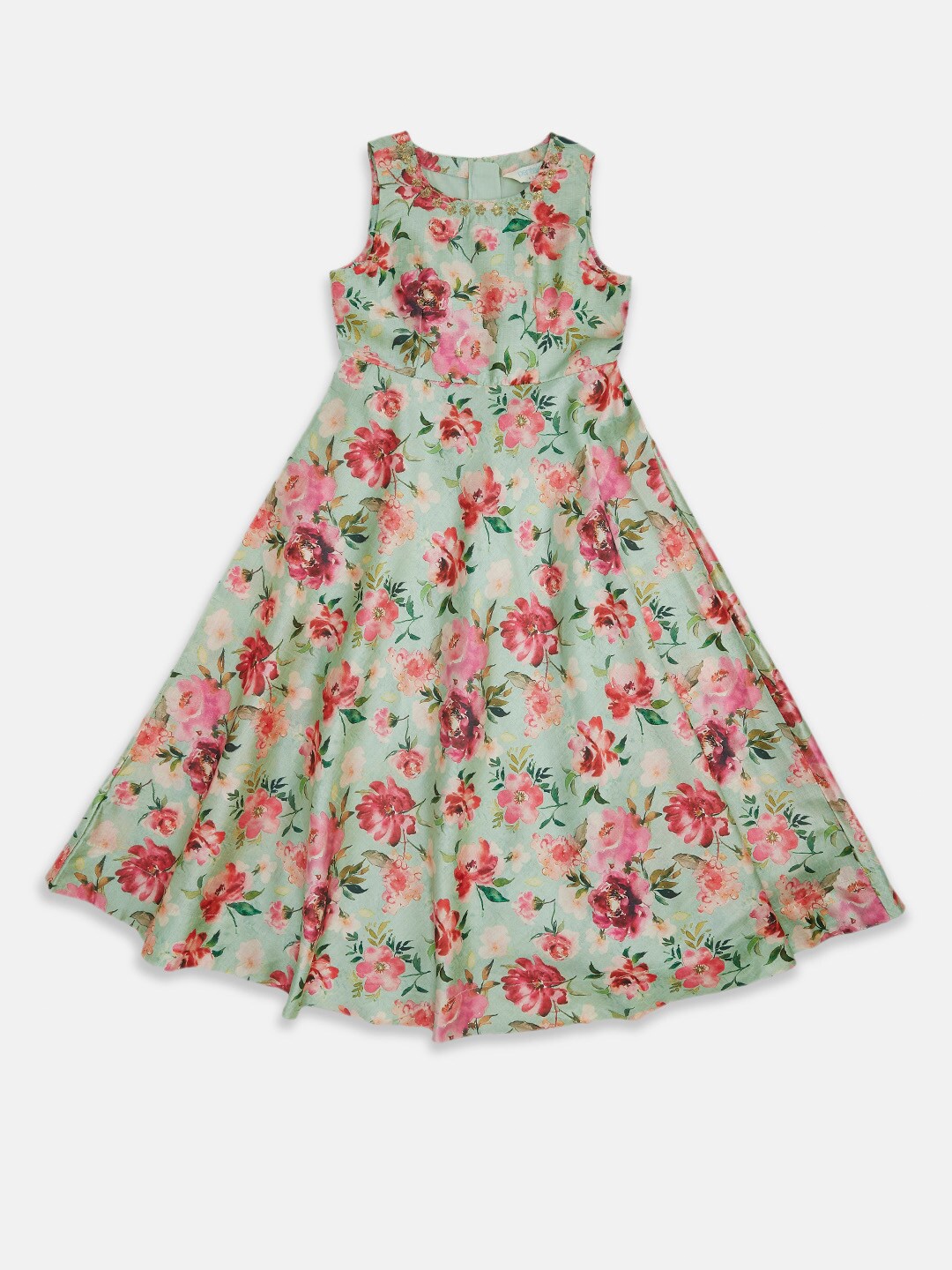 

AKKRITI BY PANTALOONS Sea Green Printed Floral Maxi Dress