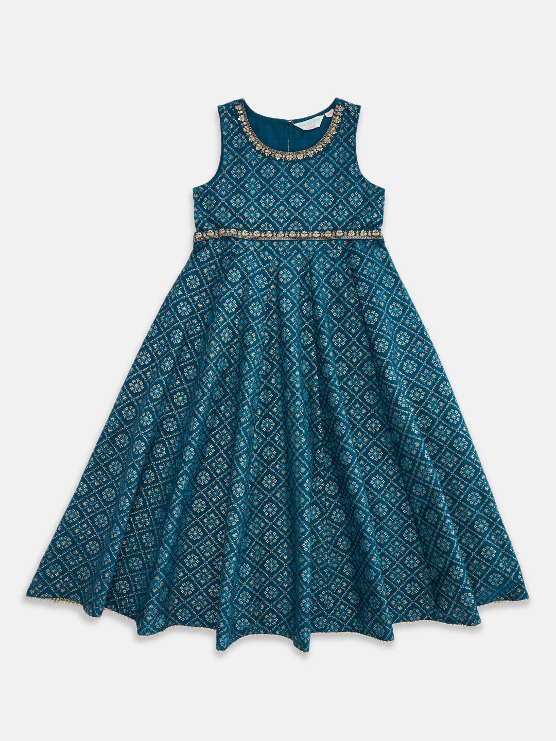 

AKKRITI BY PANTALOONS Teal Ethnic Motifs Maxi Dress