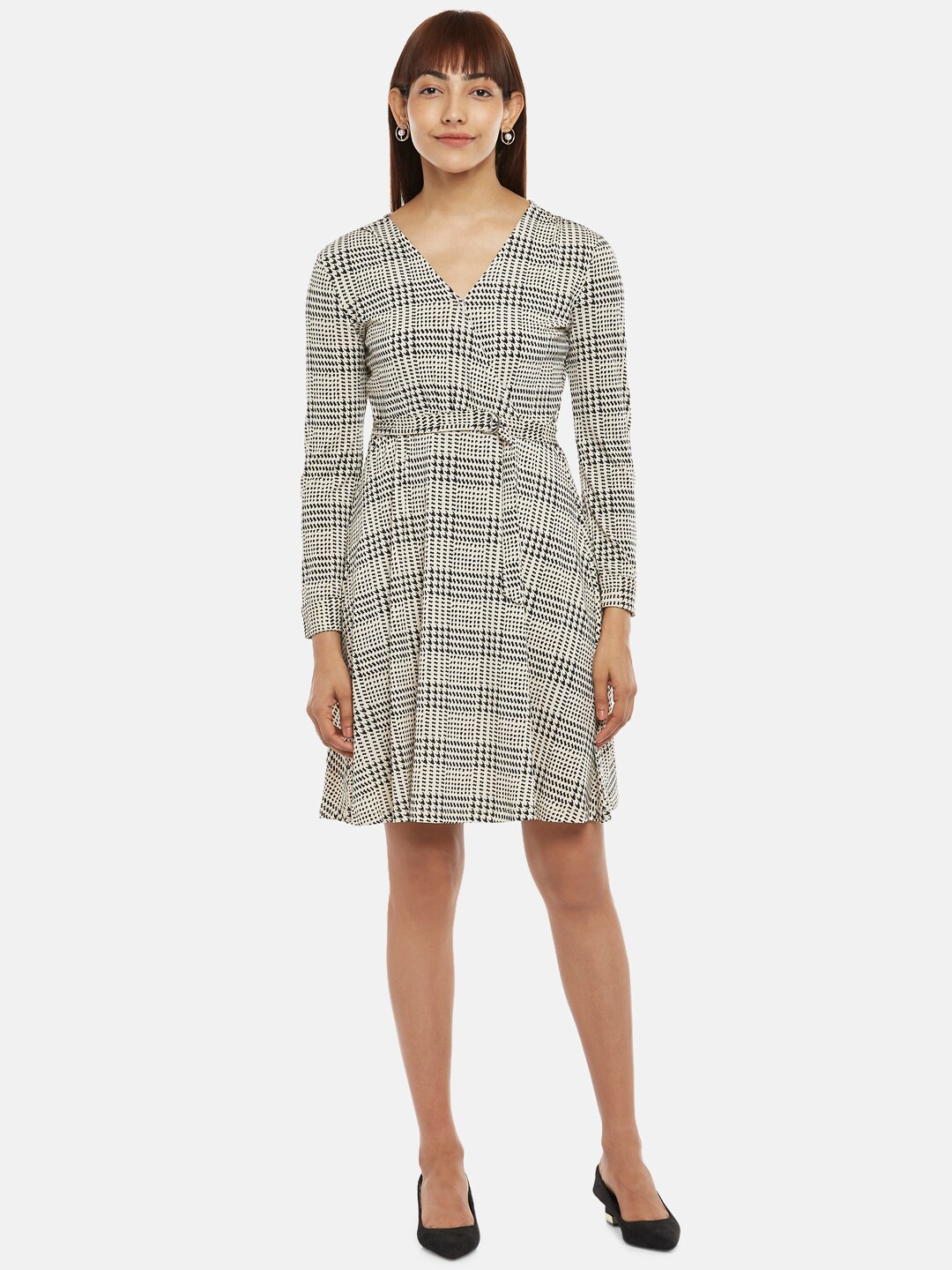 

Annabelle by Pantaloons Black & White Checked Wrap Dress