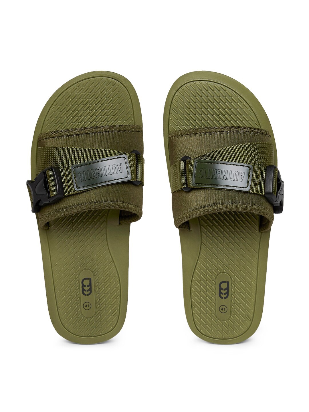 

Ajile by Pantaloons Men Olive Green Solid Sliders