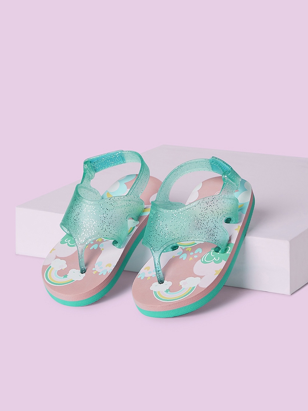 

Pantaloons Junior Girls Pink & White Printed Slip-On