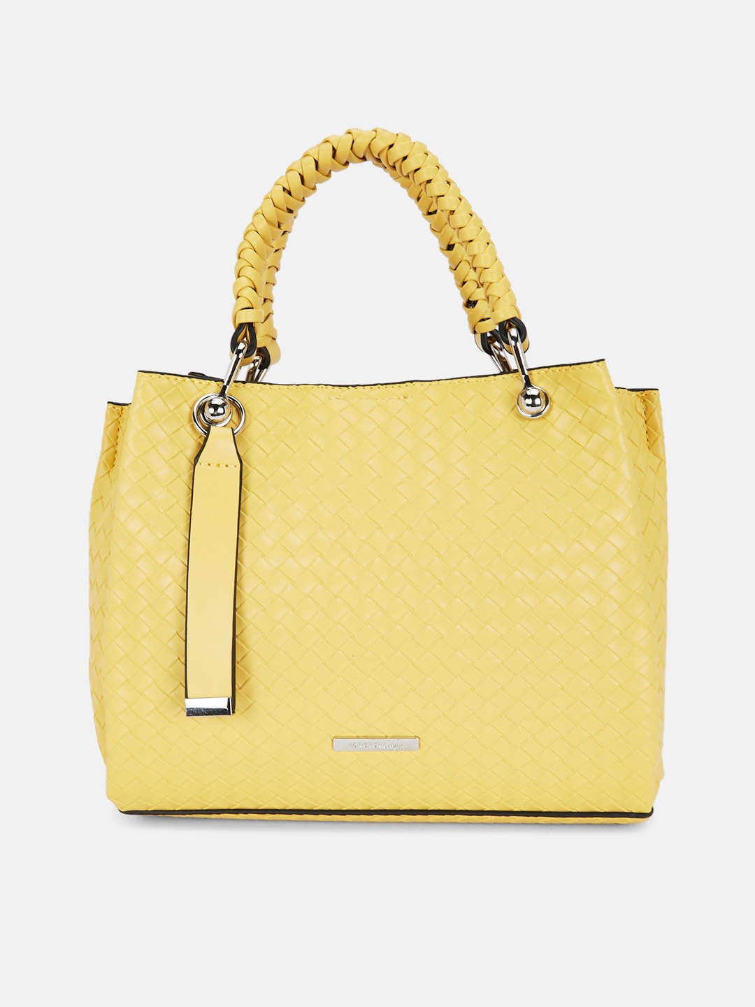 

Forever Glam by Pantaloons Textured PU Structured Handheld Bag with Quilted, Yellow