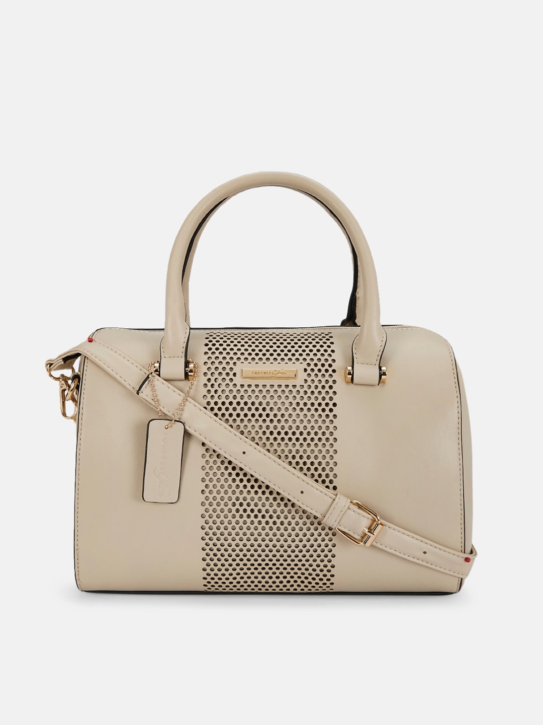 

Forever Glam by Pantaloons Beige PU Structured Handheld Bag with Cut Work