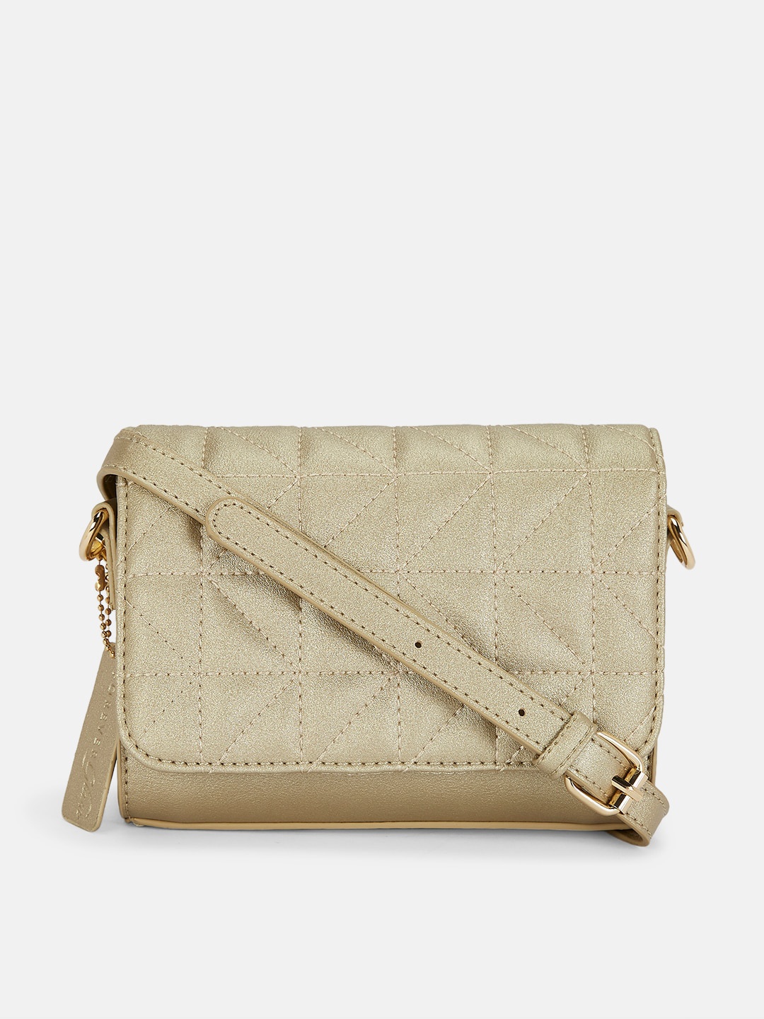 

Forever Glam by Pantaloons Structured Sling Bag with Quilted, Gold
