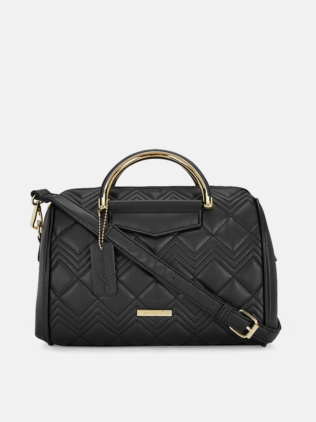 

Forever Glam by Pantaloons Structured Handheld Bag with Quilted, Black