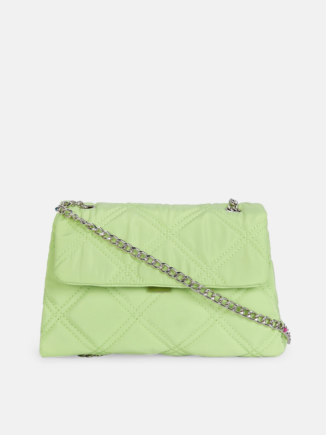

Forever Glam by Pantaloons Structured Sling Bag with Quilted, Green