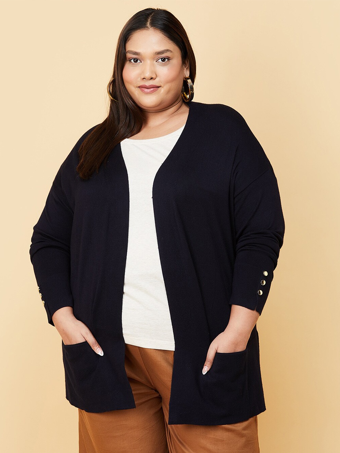 

max Women Plus Size Solid Cardigan, Blue