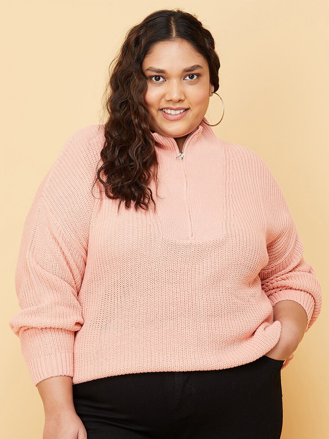 

max Women Plus Size Solid Pullover, Peach