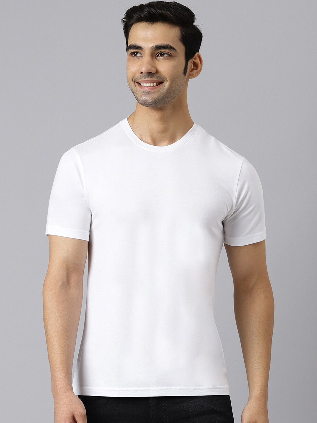 

BESIMPLE Men Round Neck T-shirt, White
