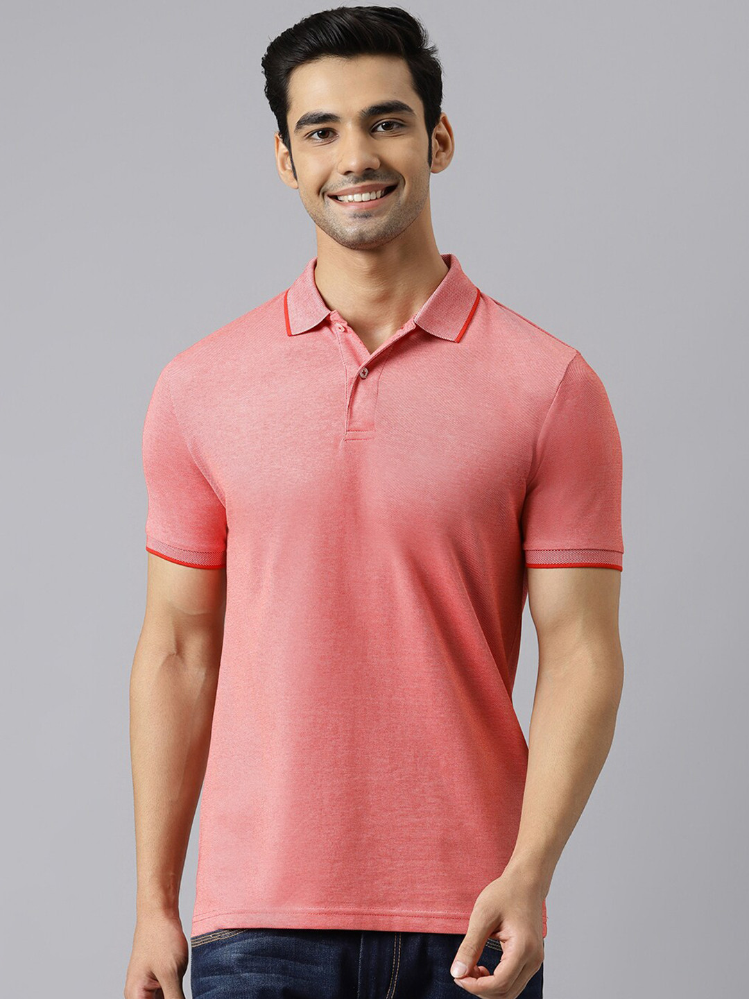 

BESIMPLE Men Polo Collar T-shirt, Red
