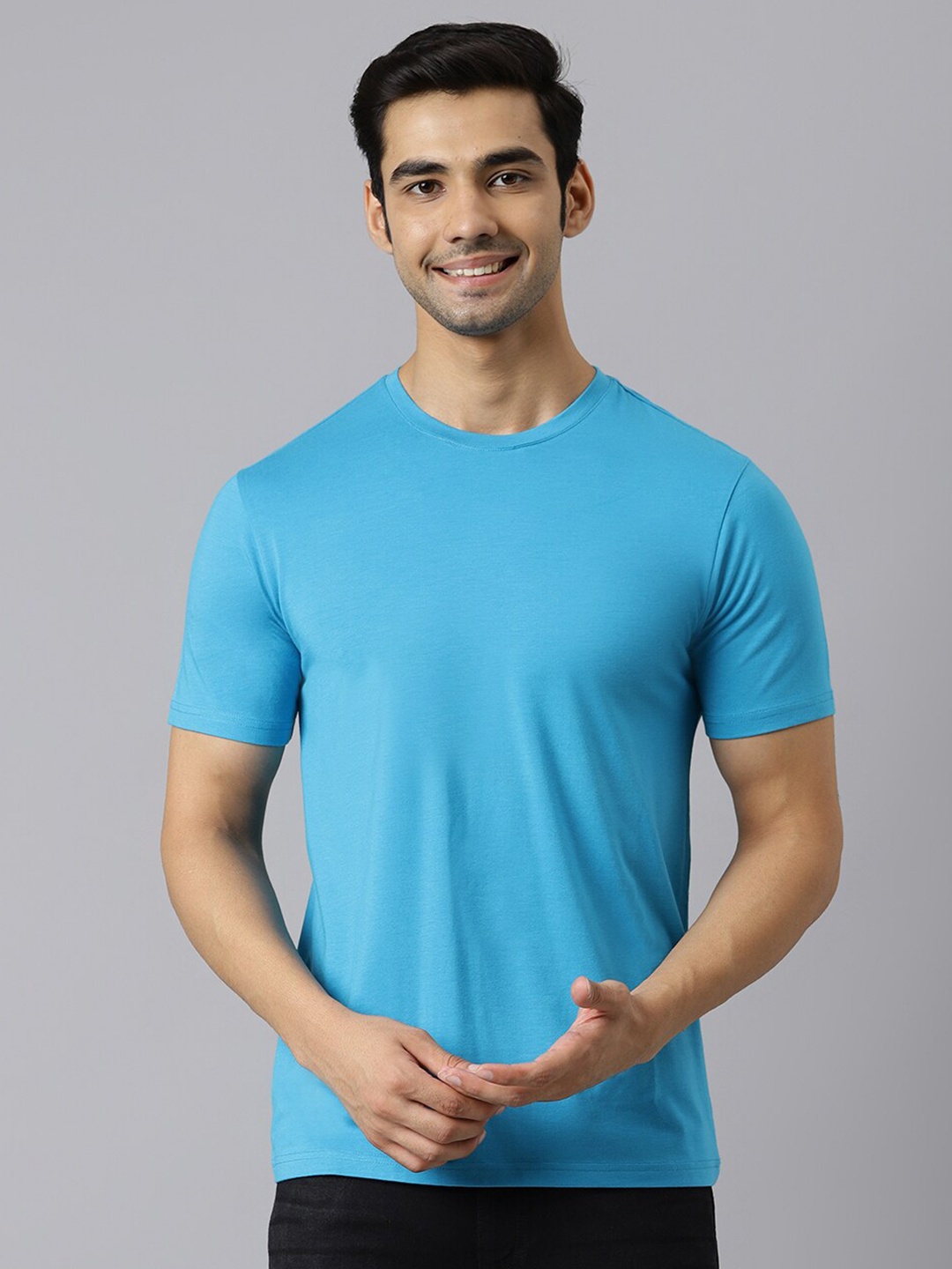 

BESIMPLE Men Round Neck T-shirt, Blue