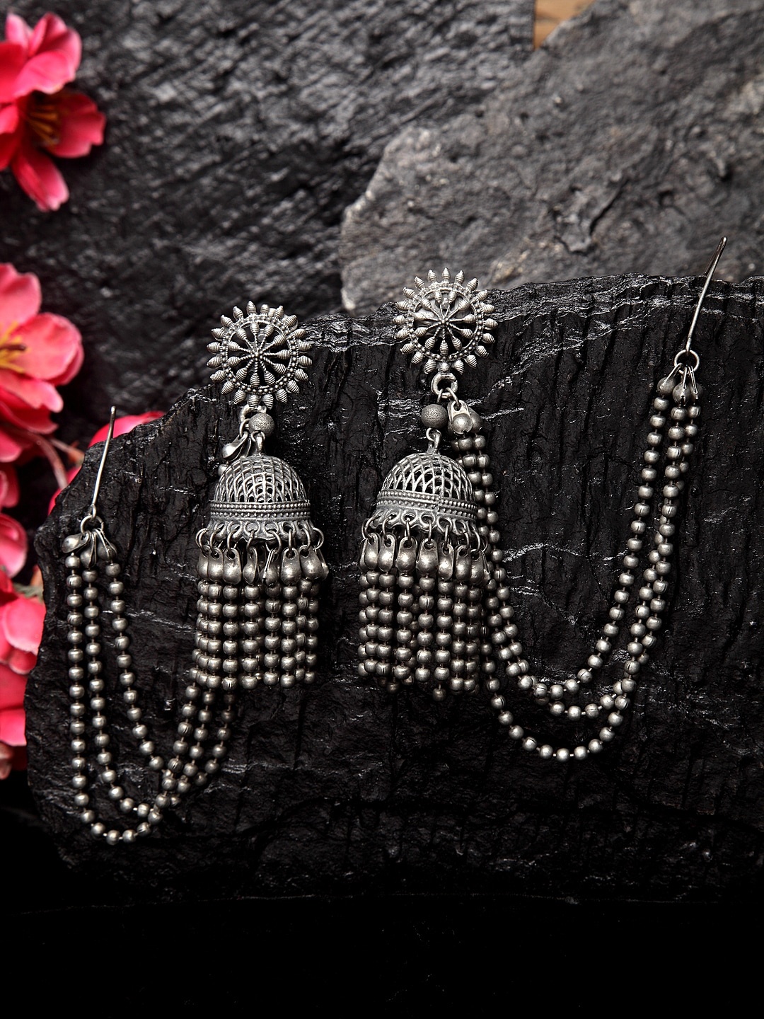 

Moedbuille Women Gold-Plated Dome Shaped Jhumkas Earrings, Metallic