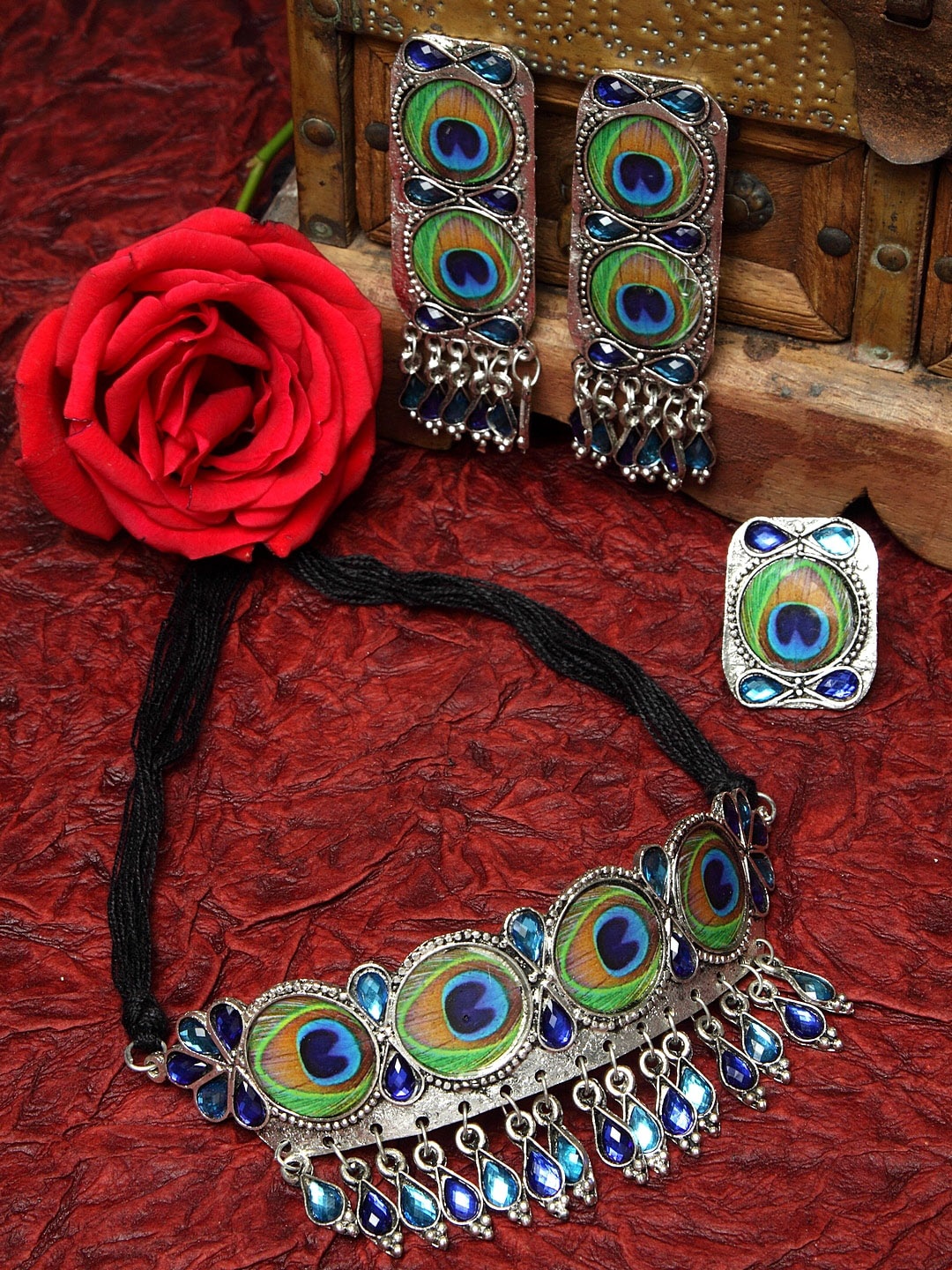 

Moedbuille Silver-Plated Artificial Stones-Studded Jewellery Set