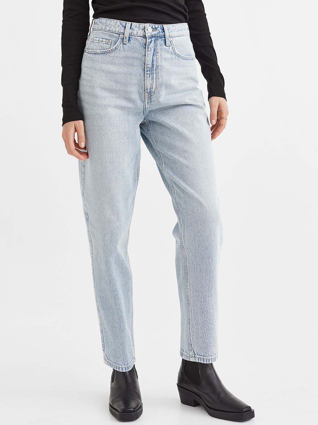 

H&M Women Mom Loose-fit Ultra High Jeans, Blue