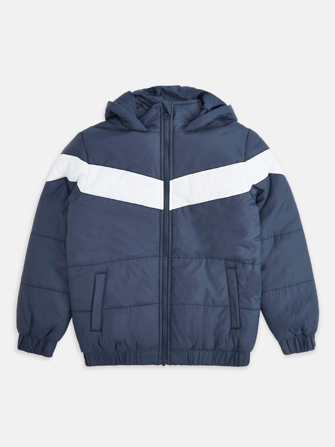 

Pantaloons Junior Boys Colourblocked Padded Jacket, Navy blue