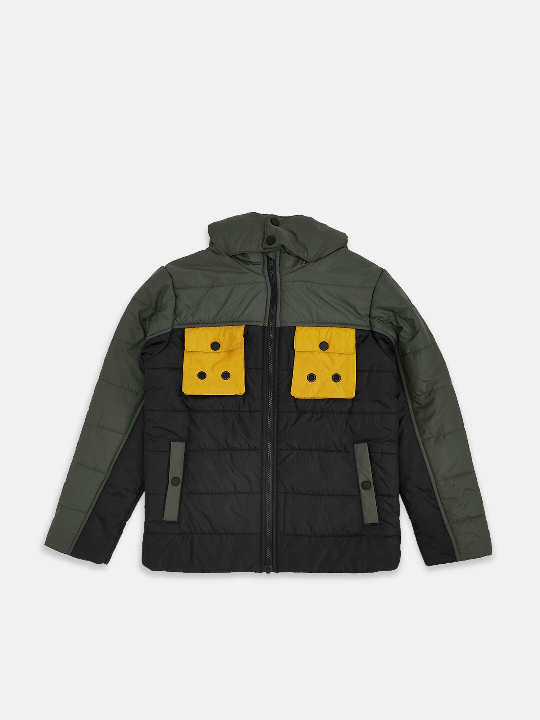 

Pantaloons Junior Boys Colorblocked Puffer Jacket, Black