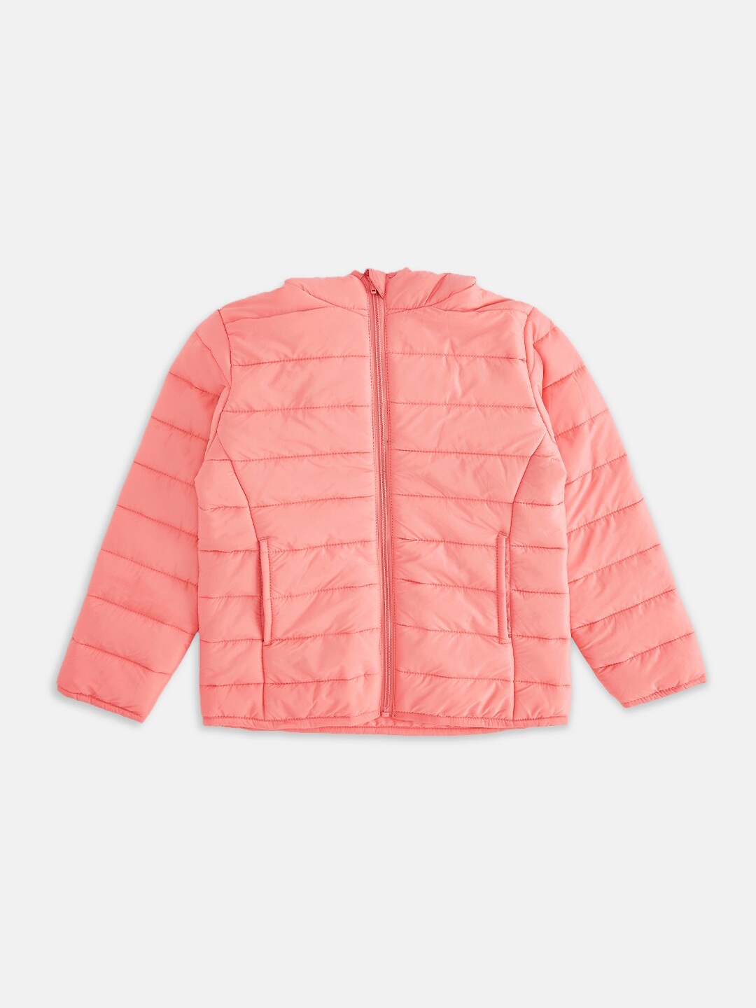 

Pantaloons Junior Girls Solid Padded Jacket, Peach