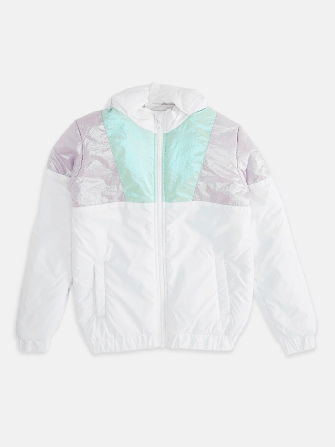 

Pantaloons Junior Girls Colourblocked Puffer Jacket, White