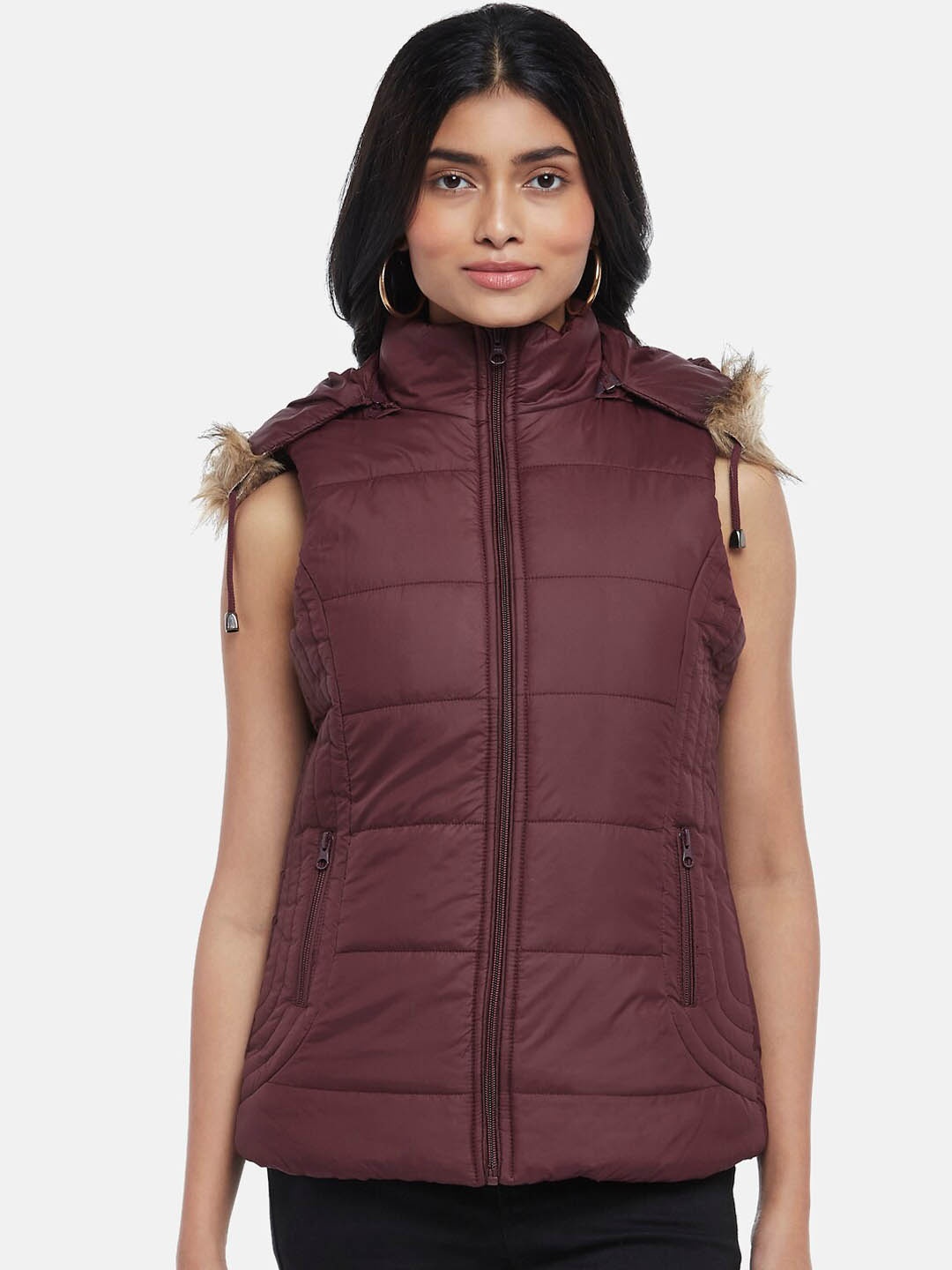 

People Women Puffer Jacket, Brown