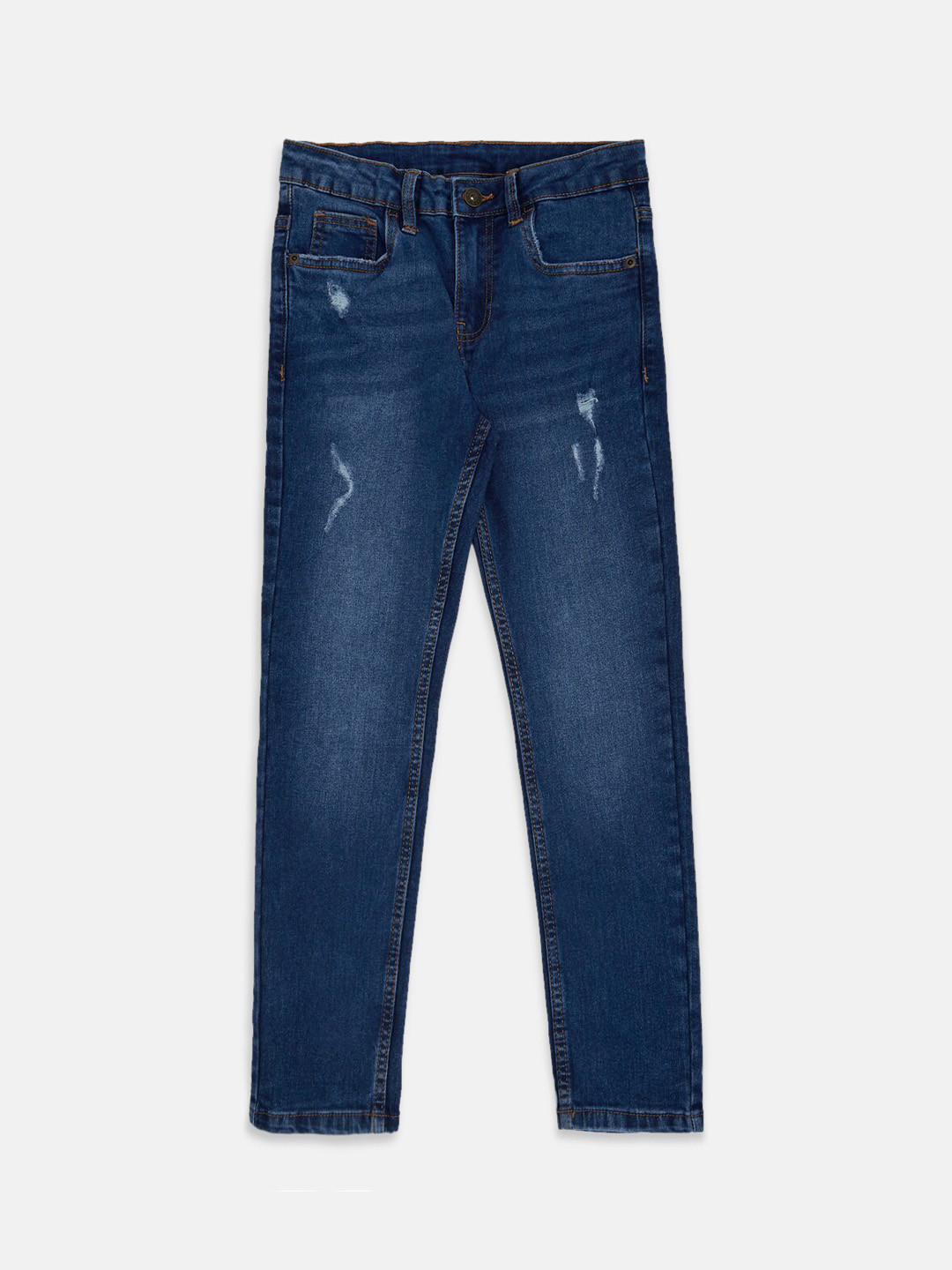 

Pantaloons Junior Boys Tapered Fit Low Distress Light Fade Jeans, Blue