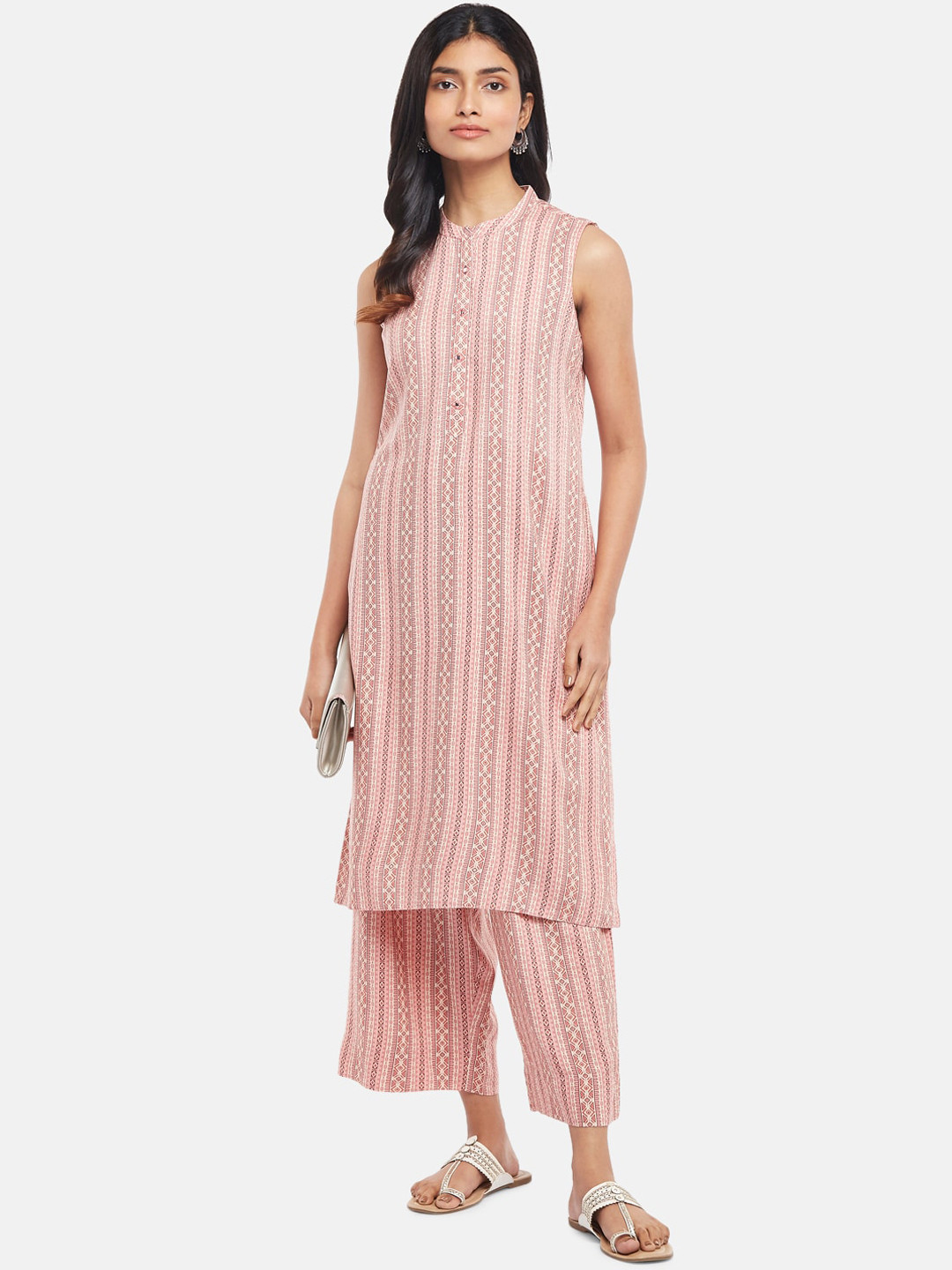 

RANGMANCH BY PANTALOONS Women Pink Printed Kurta with Palazzos