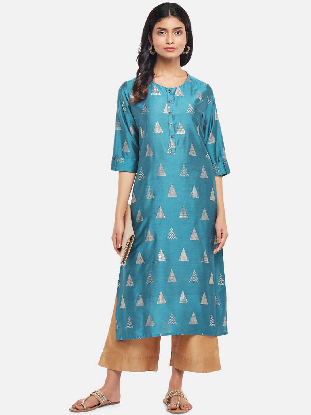 

RANGMANCH BY PANTALOONS Women Blue Geometric Printed Kurta