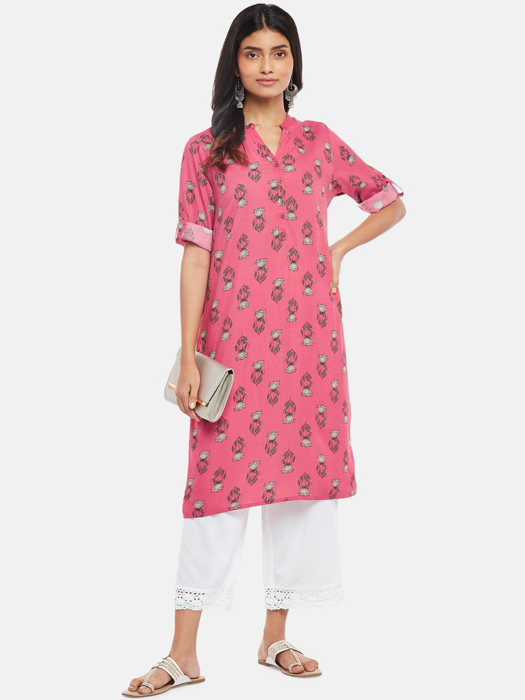 

RANGMANCH BY PANTALOONS Women Pink Geometric Printed Kurta