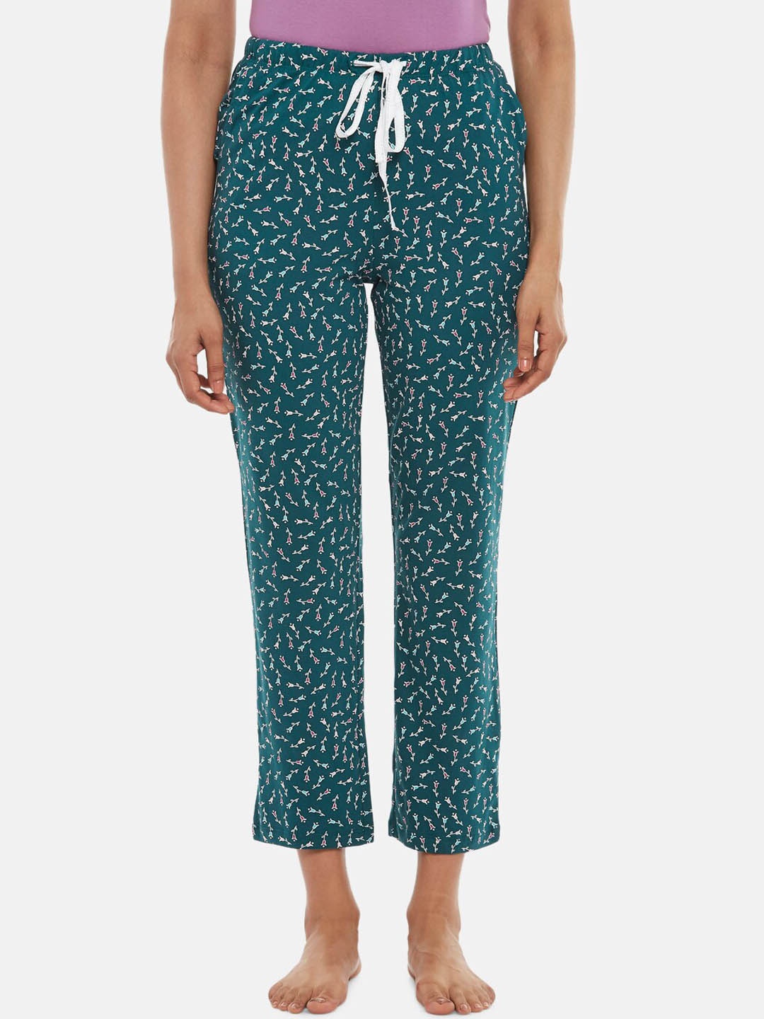 

max Women Teal Printed Lounge Pants