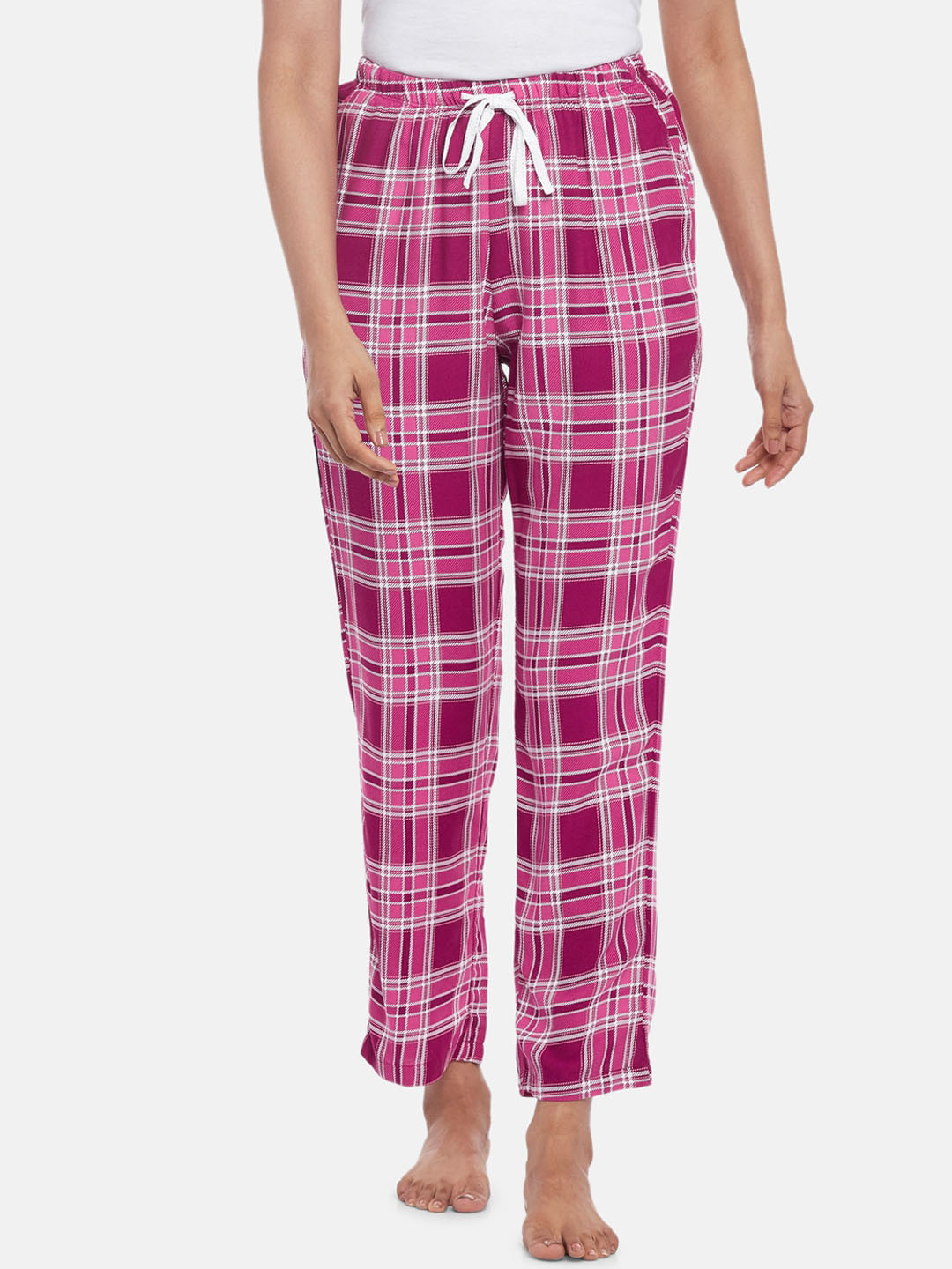 

Dreamz by Pantaloons Women Maroon Checked Lounge Pants