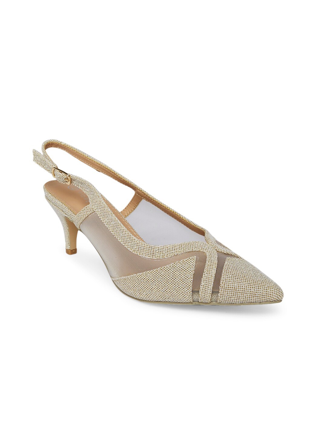 

Forever Glam by Pantaloons Pointed Toe Kitten Mules, Gold