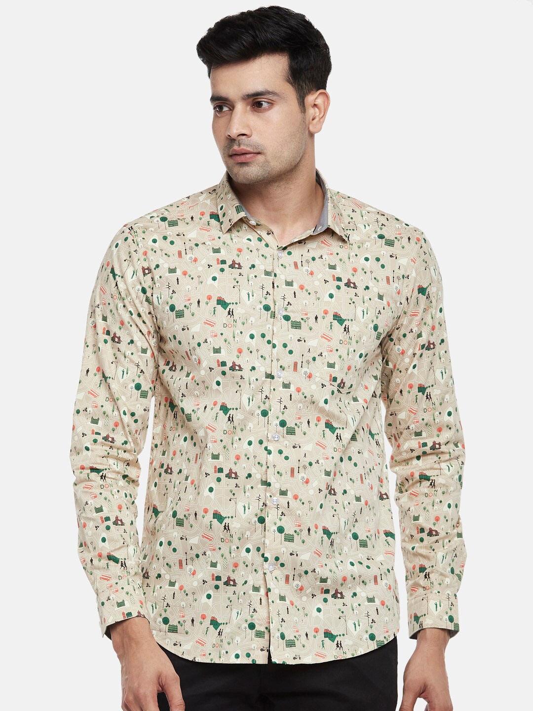 

BYFORD by Pantaloons Men Slim Fit Printed Casual Shirt, Beige
