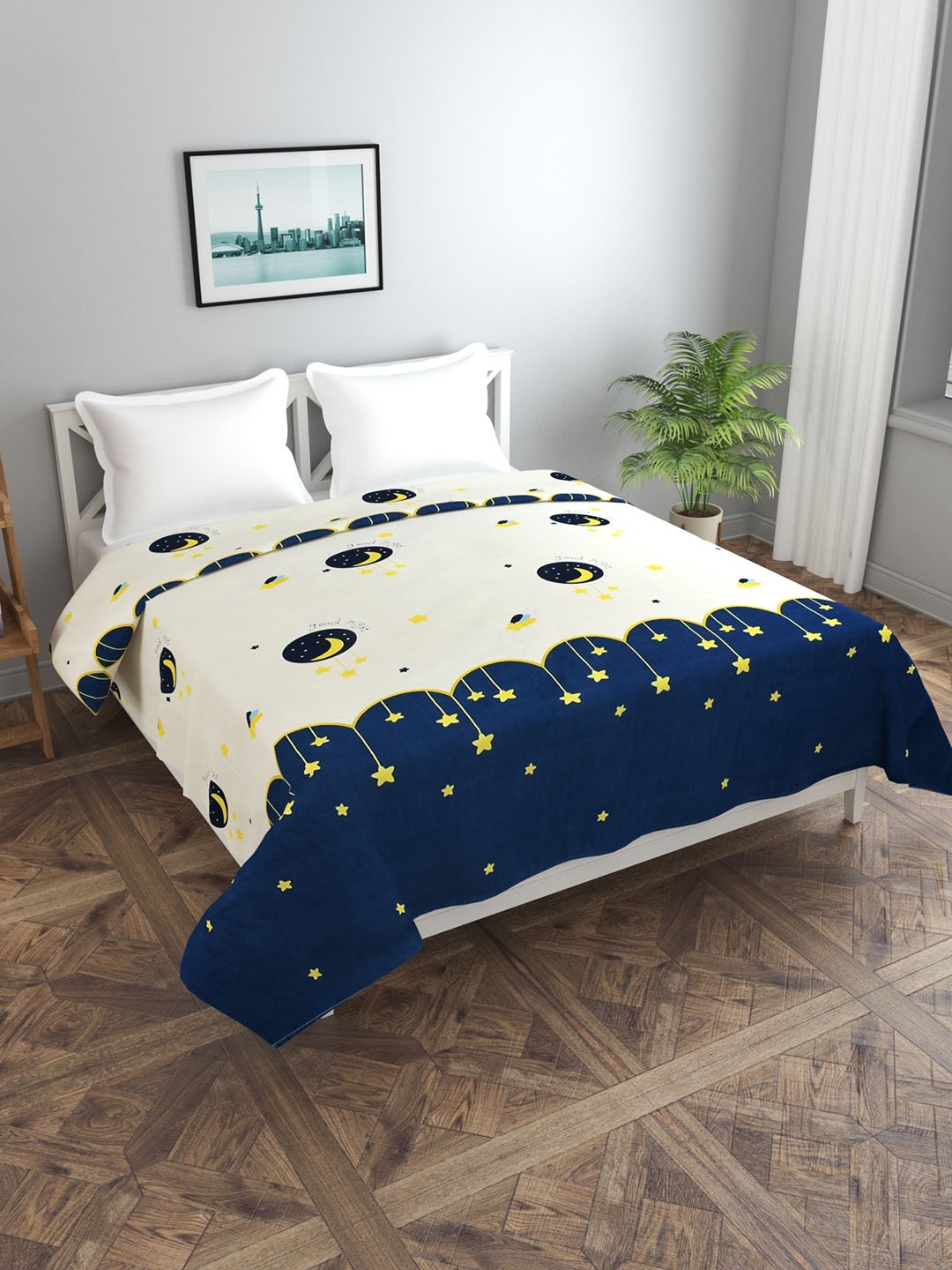 

MORADO Printed Double Bed Duvet Cover, Cream
