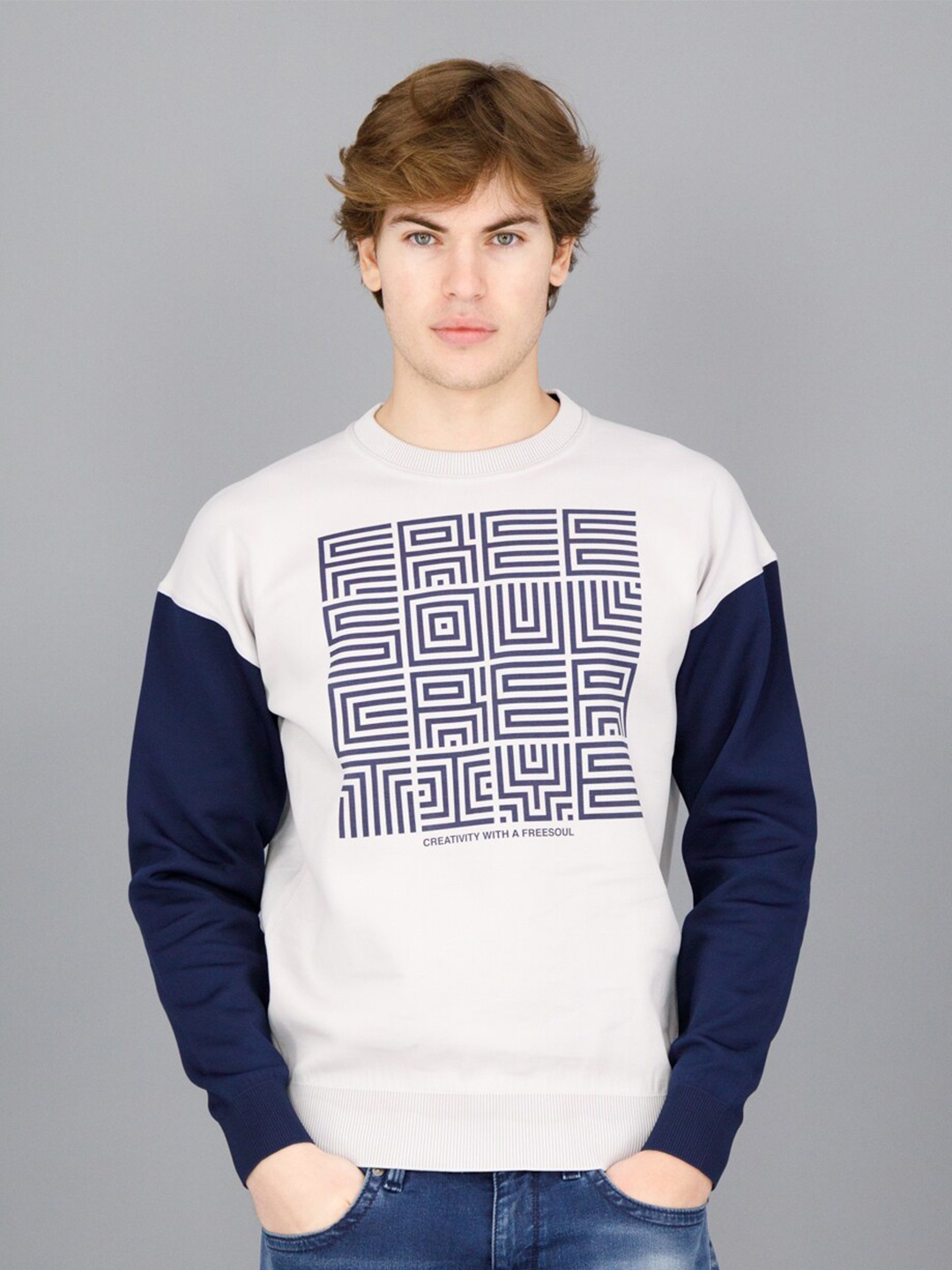 

FREESOUL Men Printed Sweatshirt, Off white