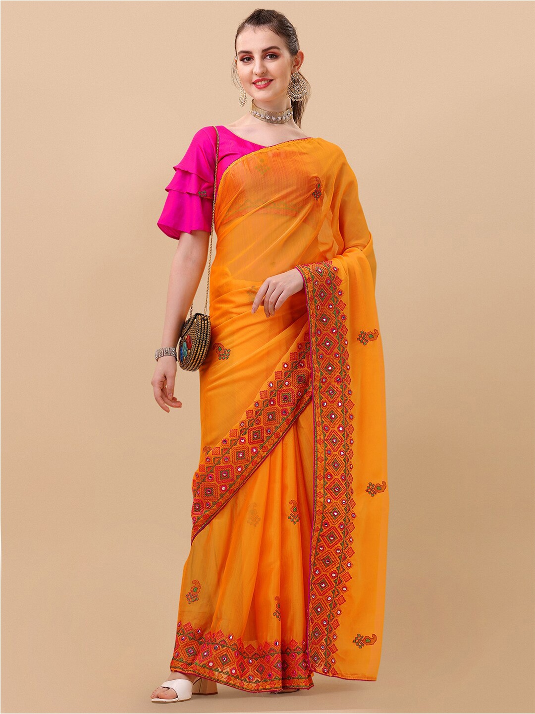 

Sangria Women Mustard Sarees