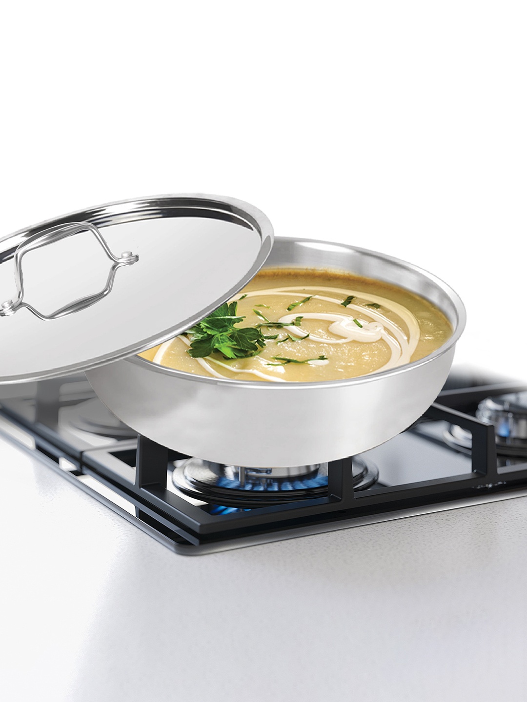 

Milton Pro Cook Triply Stainless Steel Tasla with Lid 24 cm 2.6 Litre, Silver