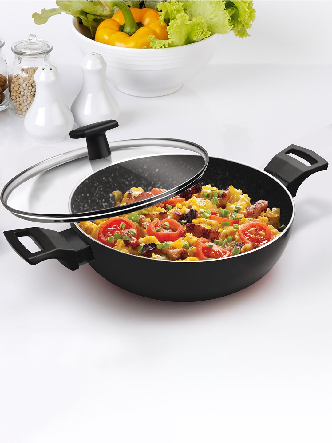 

Milton Pro Cook Granito Induction Kadhai With Lid 26 cm 3.4 Litre Black