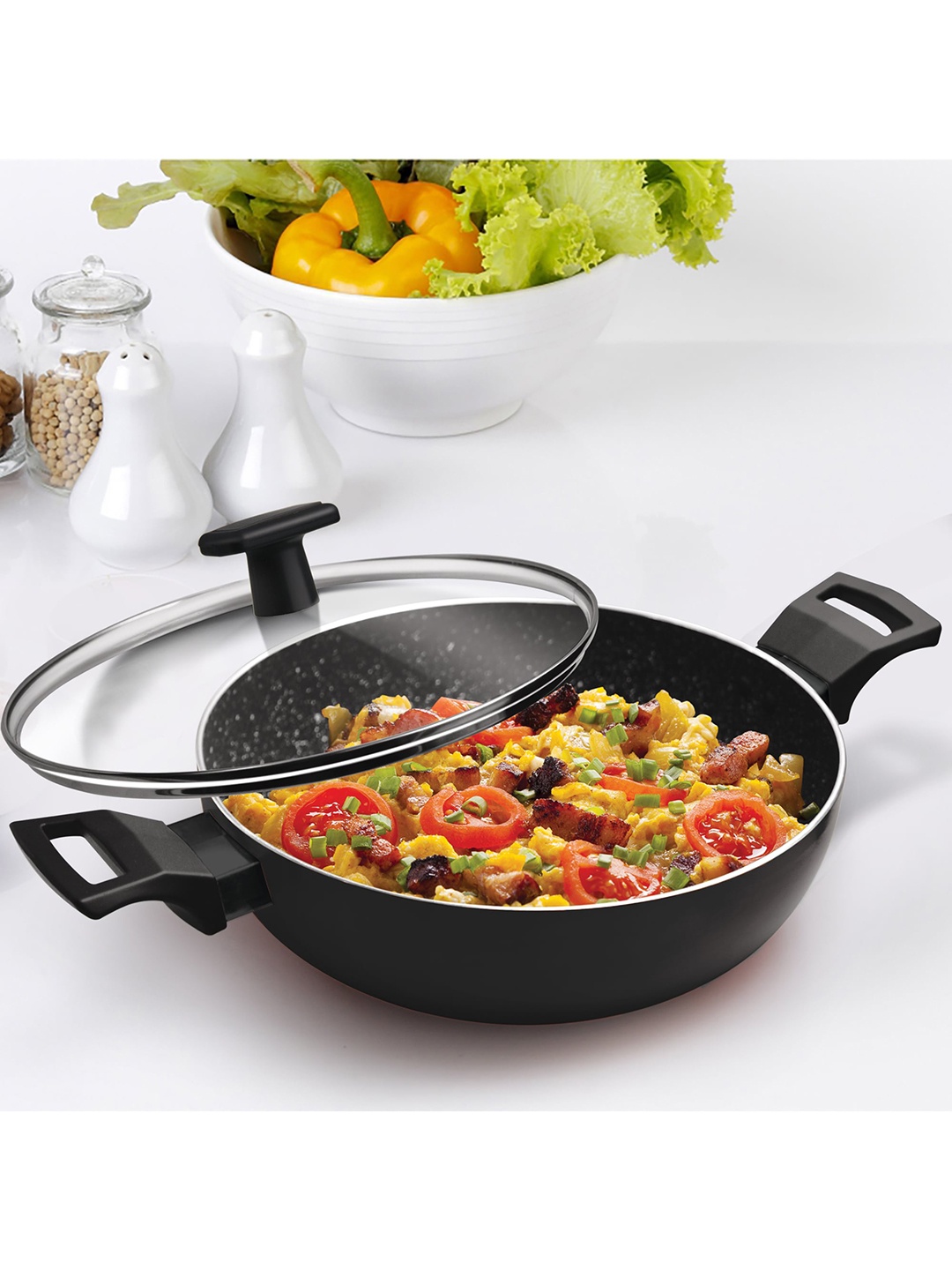 

Milton Black Pro Cook Granito Induction Kadhai With Lid 24 cm 2.8 Litre