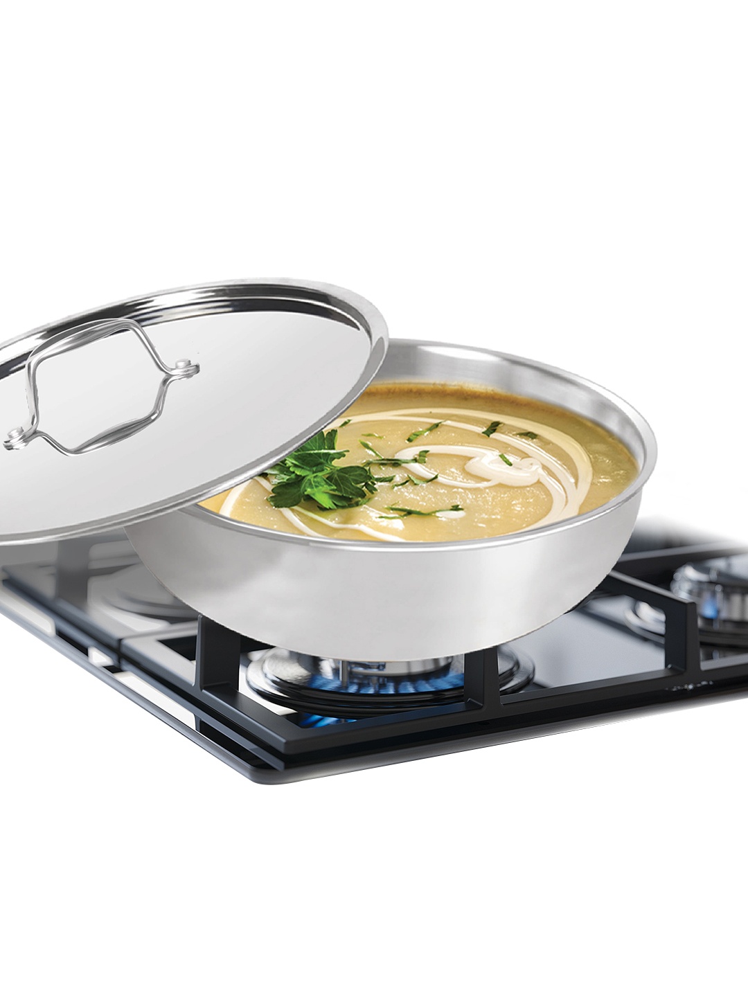 

Milton Pro Cook Triply Stainless Steel Tasla with Lid 22 cm & 2.2 L, Silver