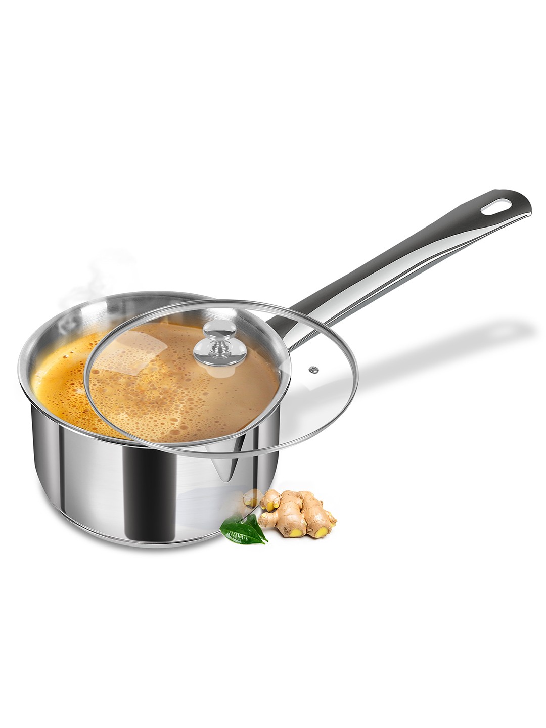 

Milton Pro Cook Stainless Steel Sandwich Bottom Pan With Glass Lid 16 cm 1.6 Ltr, Silver