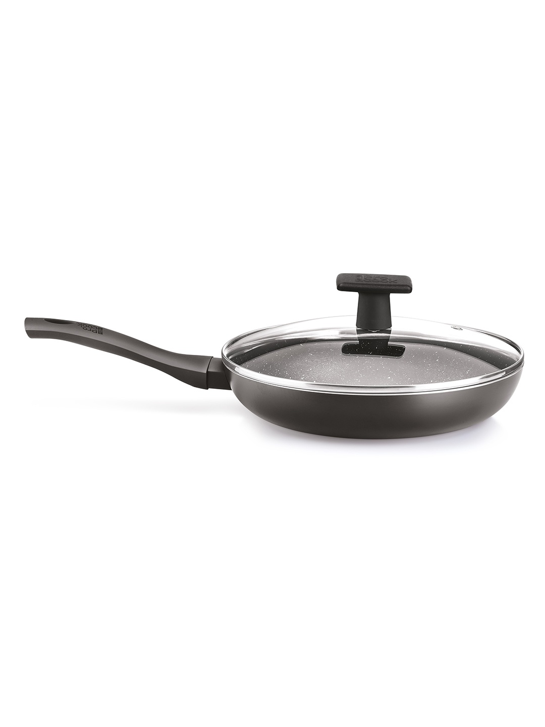 

Milton Pro Cook Aluminium Granito Induction Fry Pan with Lid & Bakelite Handle 24 cm, Black