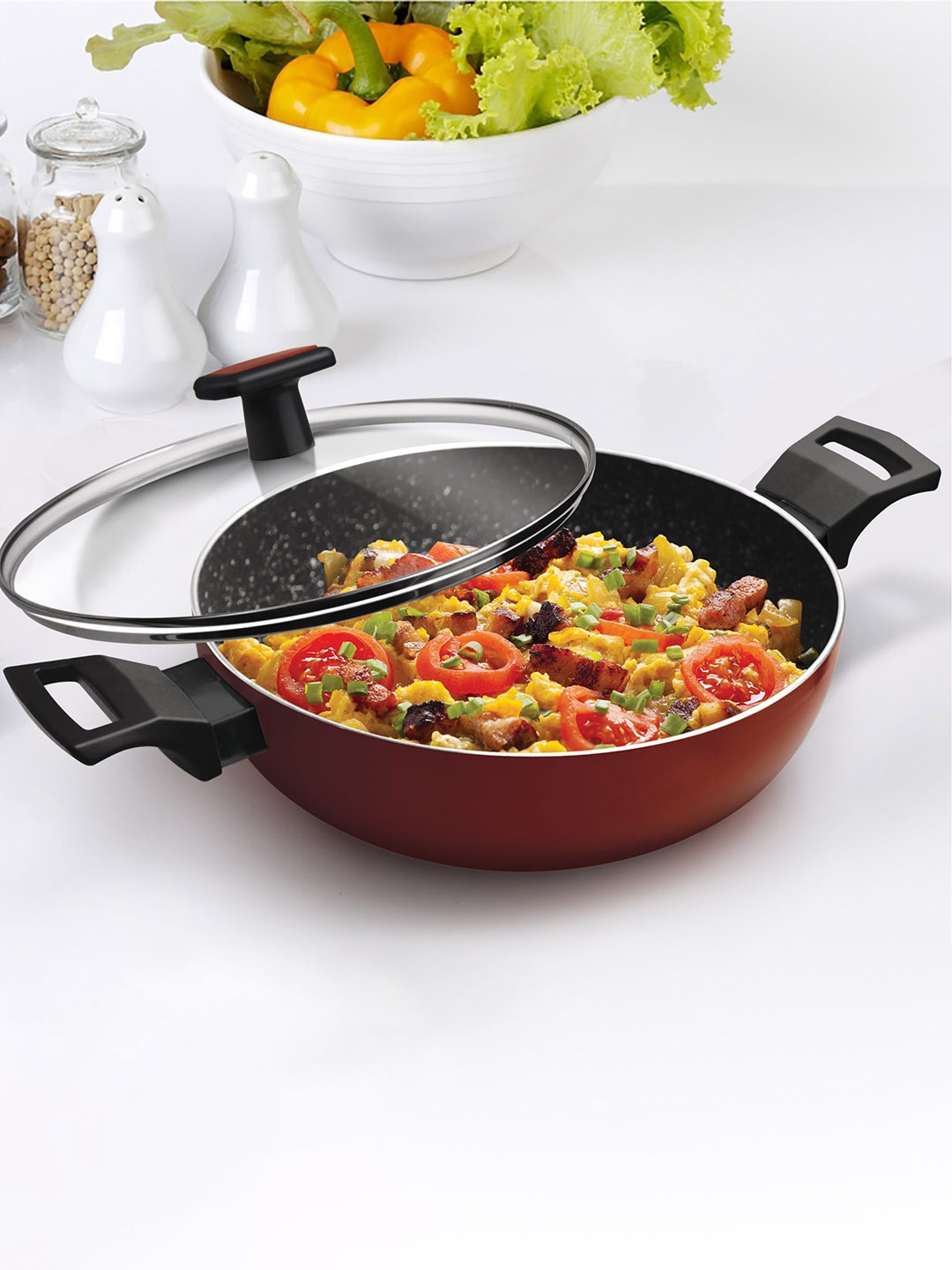 

Milton Maroon Pro Cook Granito Induction Kadhai With Glass Lid 28 cm 4.1 Litre