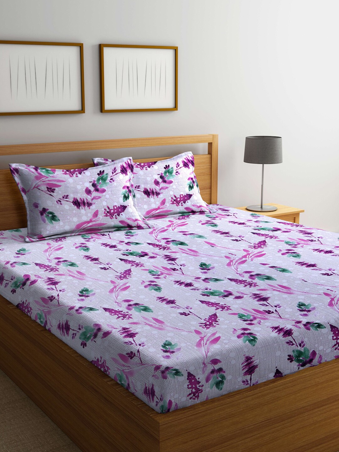 

BOMBAY DYEING Printed 100TC Cotton Double Bedsheet with 2 Pillow Covers, Pink