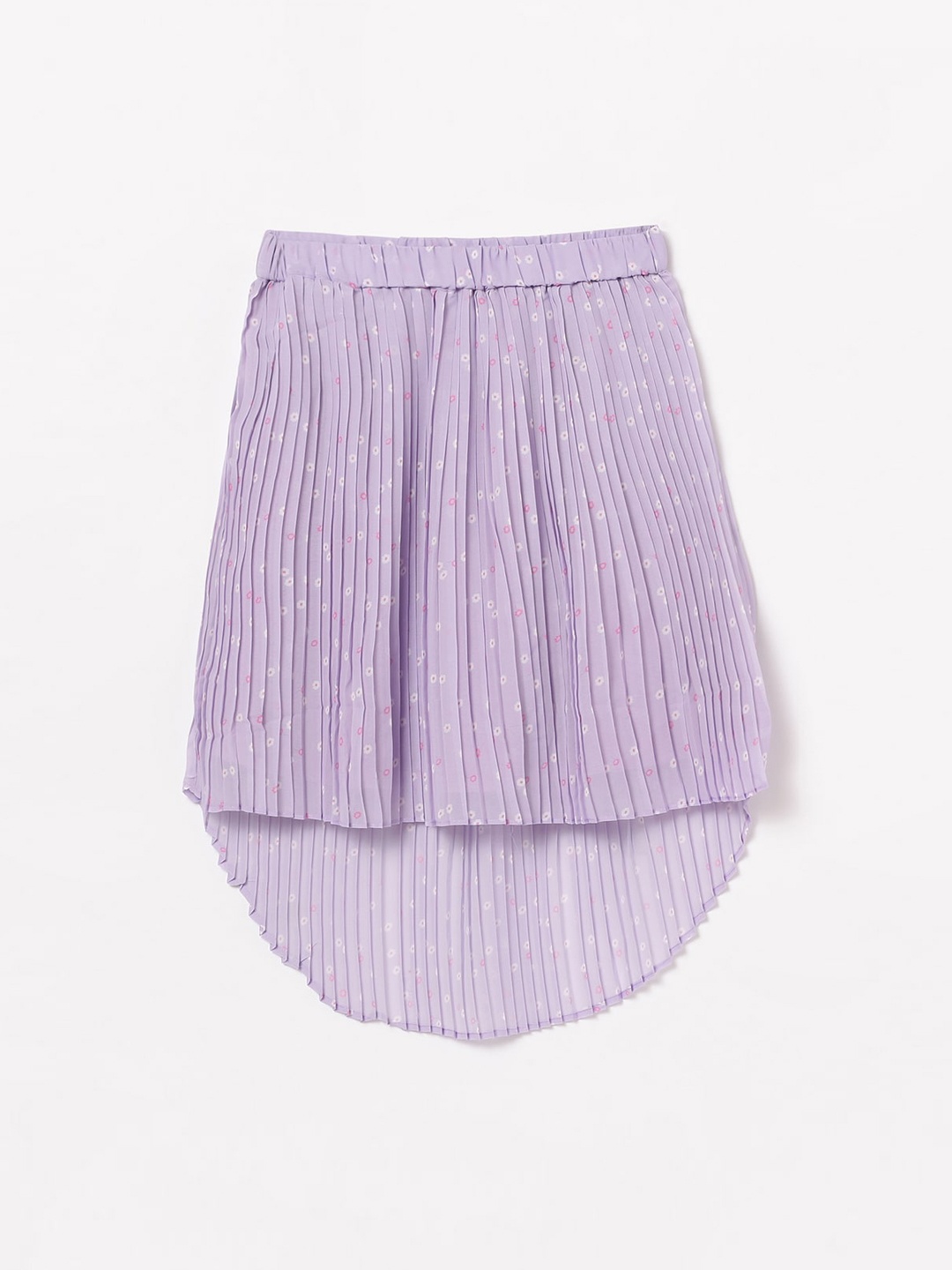 

Fame Forever by Lifestyle Girls Printed Pleated High-Low Skirt, Purple
