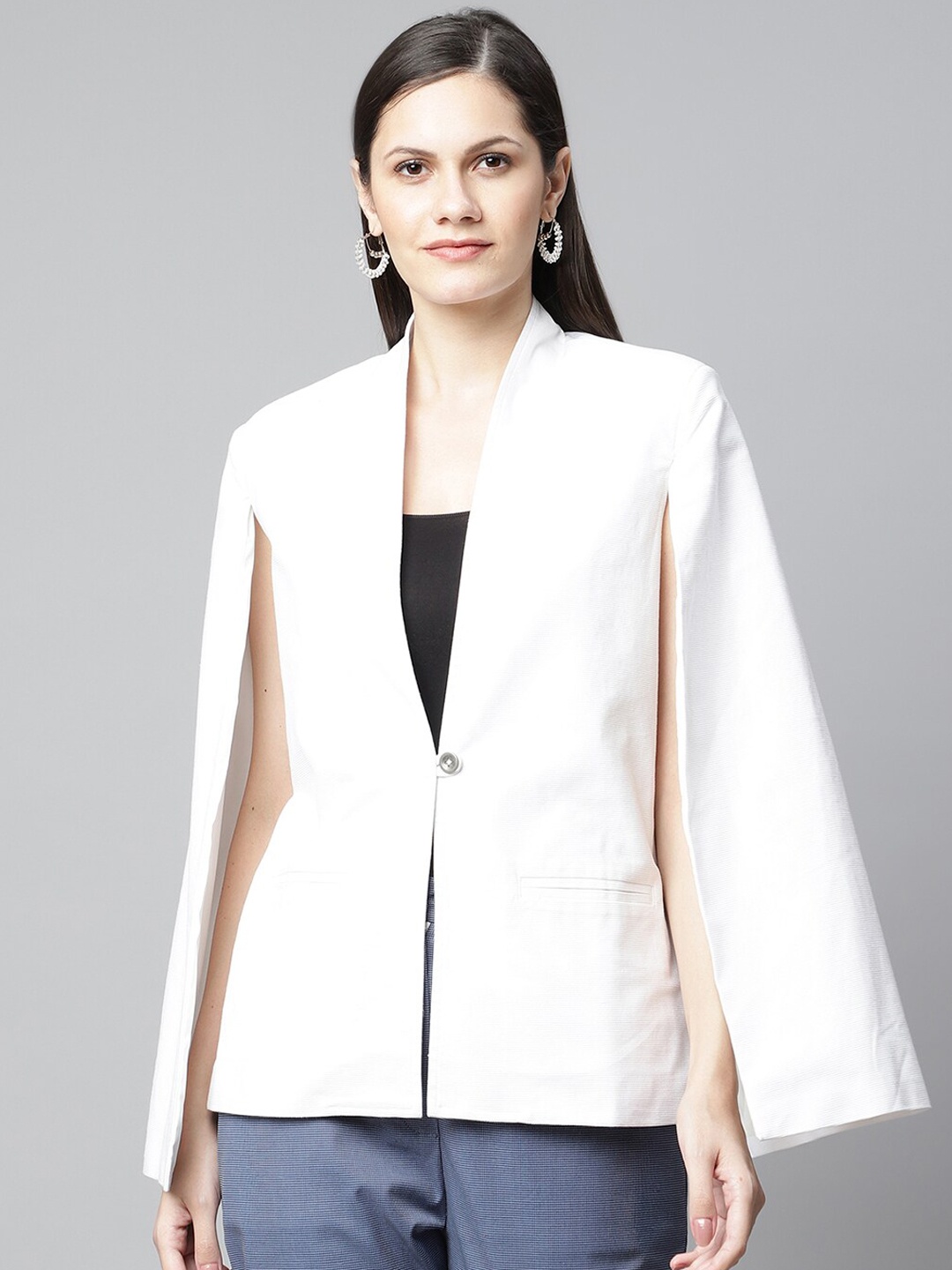 

HOUSE OF S Women Cotton Cape Jacket, Off white